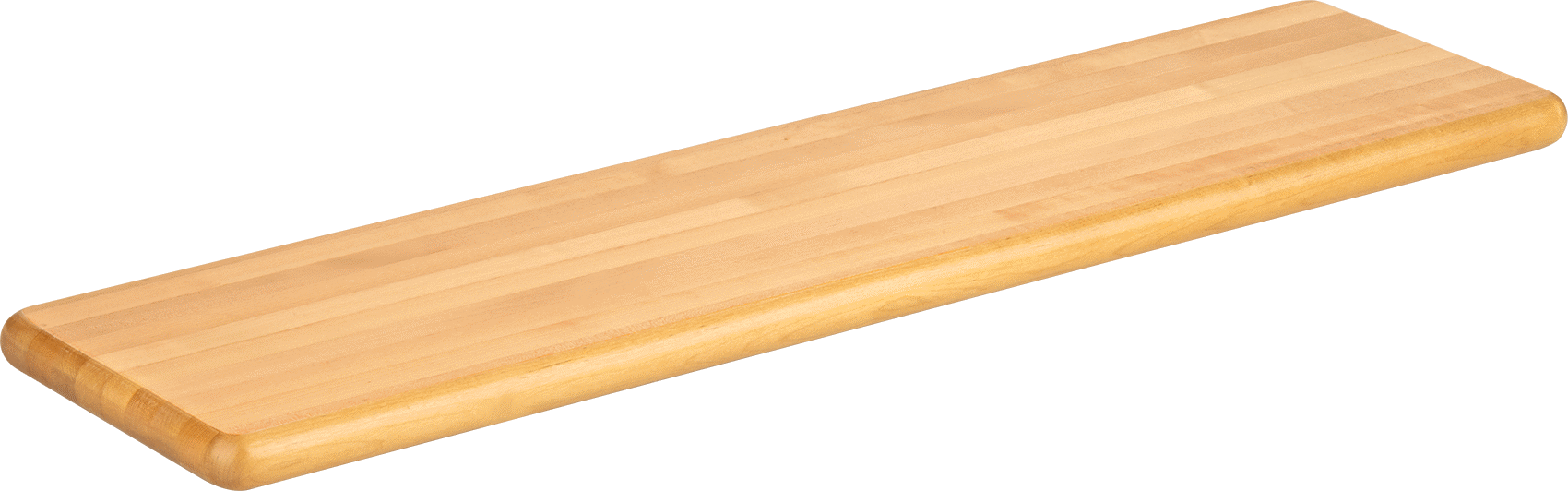 Lak Kaplı Akçaağaç Tezgah Koltuğu, 36“ Genişlik x 9-1/2” Derinlik x 1-1/4" Kalınlık