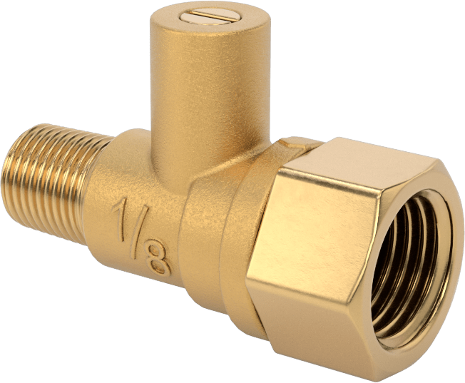 Krom Kaplı Pirinç Kompakt Dişli Açma/Kapama Vanası, Tornavida Sapı, 1/8 NPT Erkek x 1/4 NPT Dişi Bağlantı