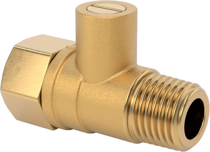Krom Kaplı Pirinç Kompakt Dişli Açma/Kapama Vanası, Tornavida Sapı, 1/4 NPT Erkek x 1/4 NPT Dişi Bağlantı