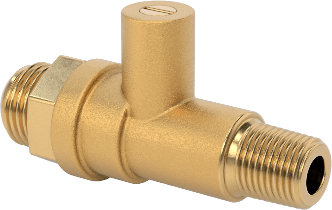 Krom Kaplı Pirinç Kompakt Dişli Açma/Kapama Vanası, Tornavida Sapı, 1/8 NPT Erkek x 7/16"-20 UNF Erkek