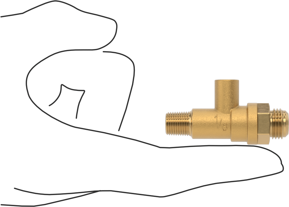 Krom Kaplı Pirinç Kompakt Dişli Açma/Kapama Vanası, Tornavida Sapı, 1/8 NPT Erkek x 7/16"-20 UNF Erkek