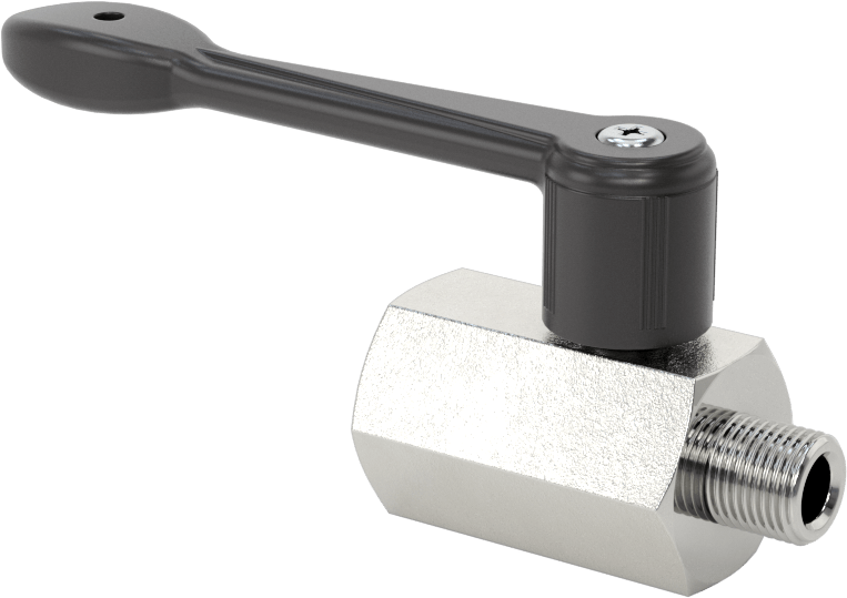Krom Kaplı Pirinç Kompakt Dişli Açma/Kapama Vanası, Kol Tutacağı, 1/8 BSPP Dişi x 1/8 BSPP Erkek Bağlantı