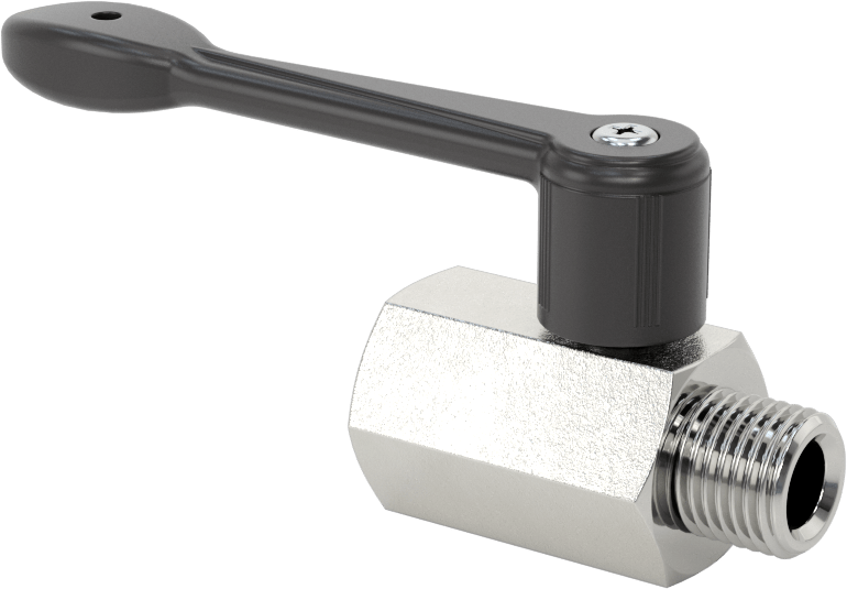 Krom Kaplı Pirinç Kompakt Dişli Açma/Kapama Vanası, Kol Tutacağı, 1/4 BSPP Dişi x 1/4 BSPP Erkek Bağlantı
