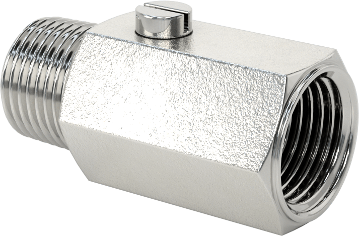 Krom Kaplı Pirinç Kompakt Dişli Açma/Kapama Vanası, Tornavida Sapı, 1/2 NPT Dişi x 1/2 Erkek Bağlantı