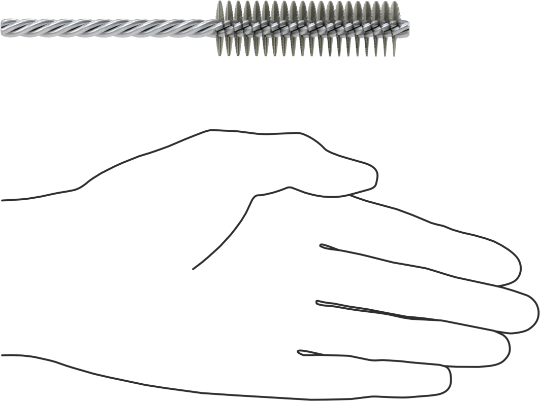 Boru Fırçası, Ağır Temizlik, 1/4" Çaplı Bükümlü Şaft, 3/4 inç Çap, Çelik