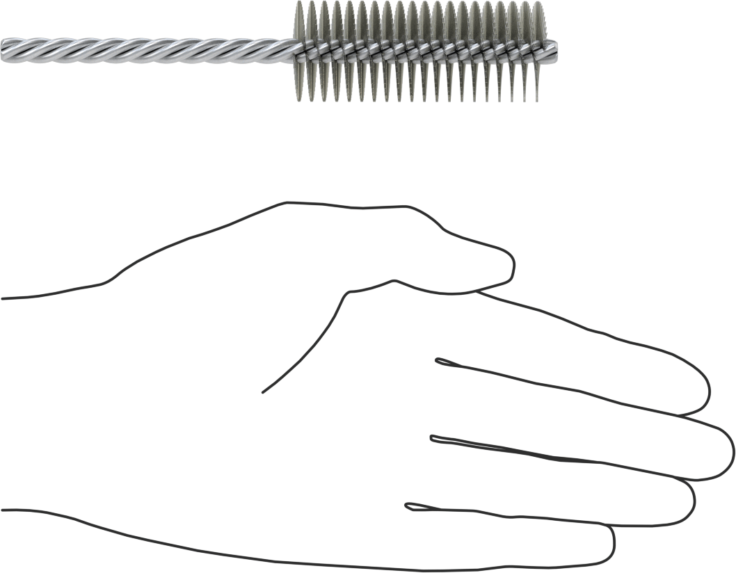 Boru Fırçası, Ağır Temizlik, 1/4" Çaplı Bükümlü Şaft, 1" Çap, Çelik