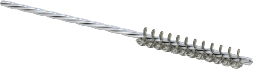 Boru Fırçası, Ağır Temizlik, 0,095" Çaplı Bükülmüş Şaft, 1/4" Çap, Çelik