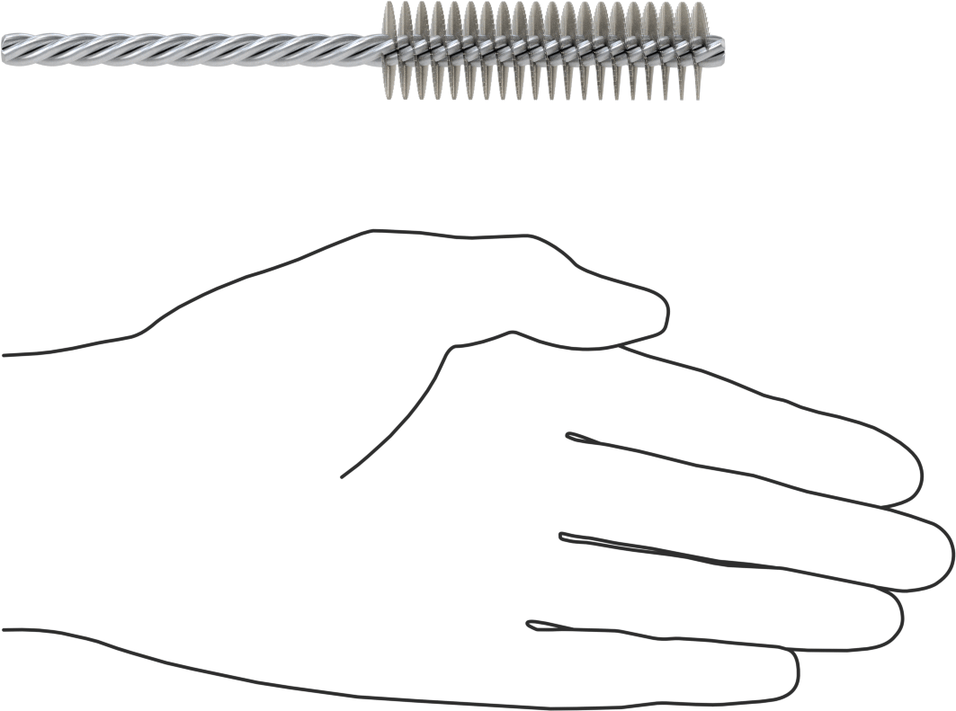 Boru Fırçası, Ağır Temizlik, 1/4" Çaplı Bükümlü Şaft, 3/4 inç Çap, Paslanmaz Çelik