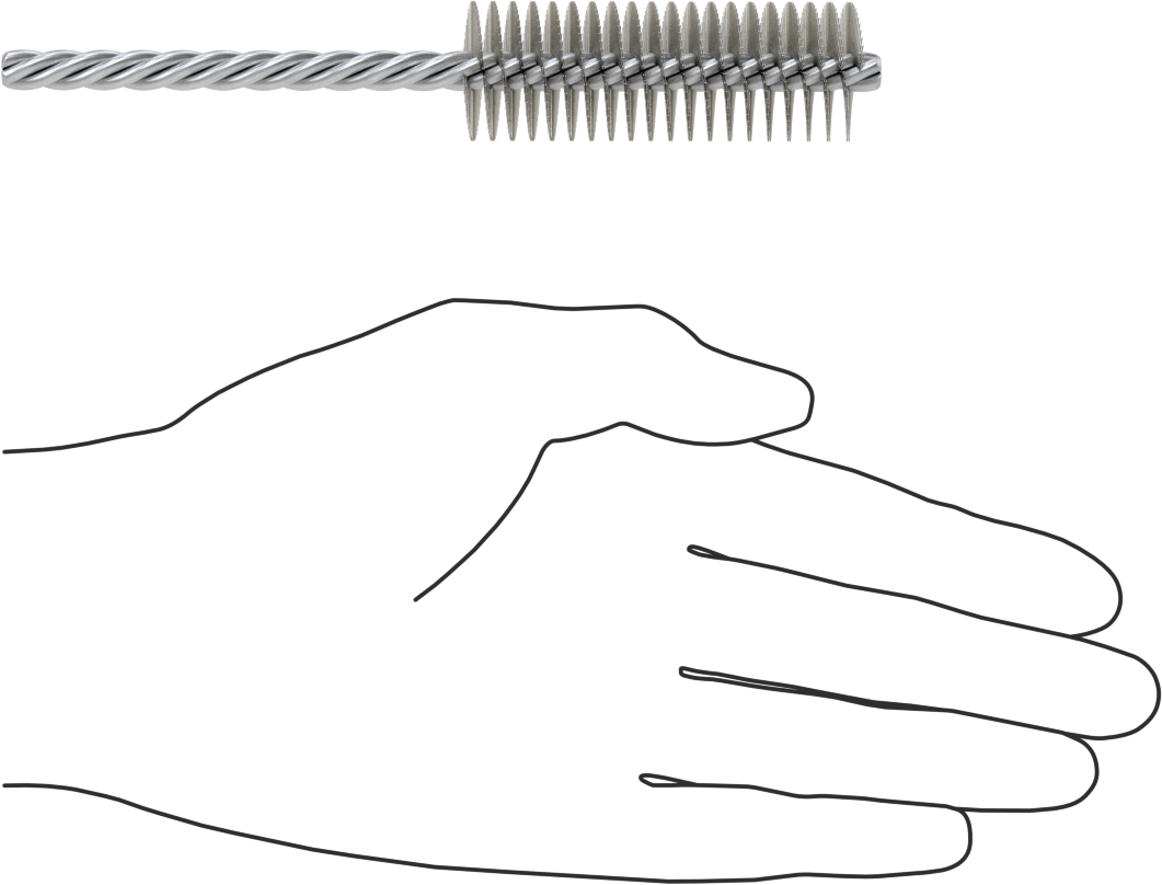 Boru Fırçası, Ağır Temizlik, 1/4" Çaplı Bükümlü Şaft, 7/8" Çap, Paslanmaz Çelik
