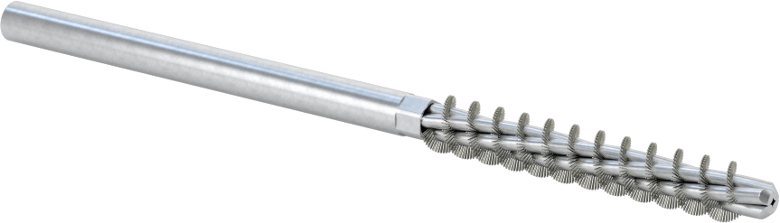 Boru Fırçası, Ağır Temizlik, 3/16" Çaplı Yuvarlak Şaft, 1/4" Çap, Çelik