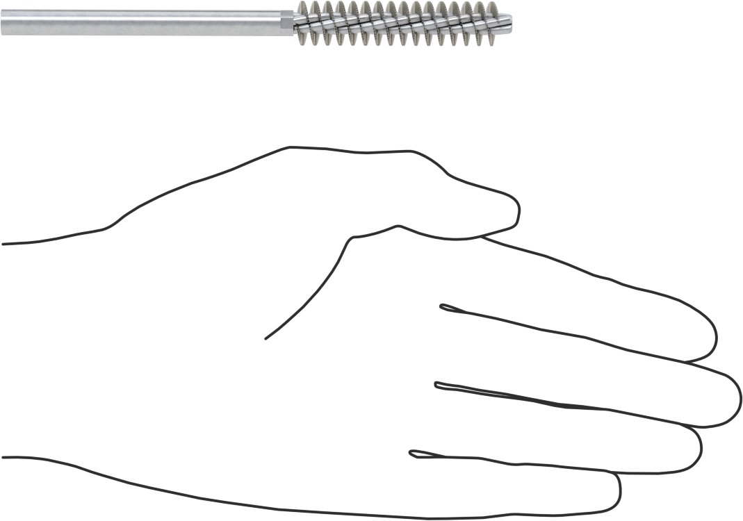 Boru Fırçası, Ağır Temizlik, 1/4" Çaplı Yuvarlak Şaft, 7/16" Çap, Paslanmaz Çelik