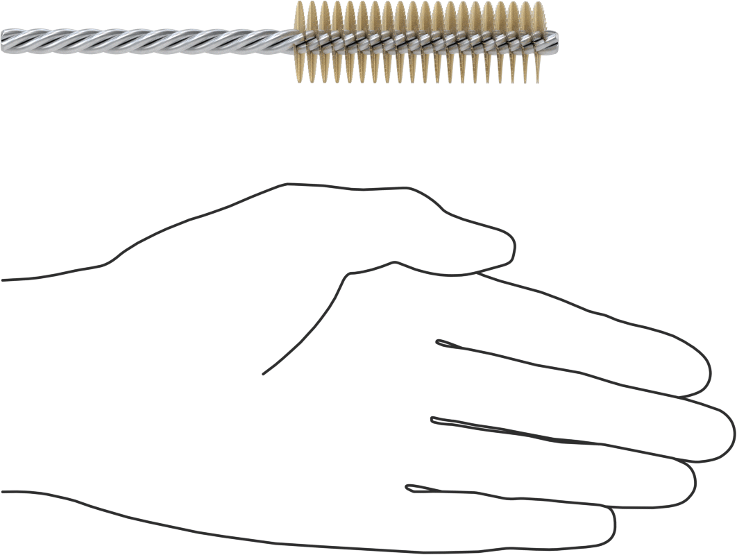Boru Fırçası, Çizilmeye Dayanıklı, 1/4" Bükümlü Şaft, 13/16“ Çap x 2-1/2” Uzunluk