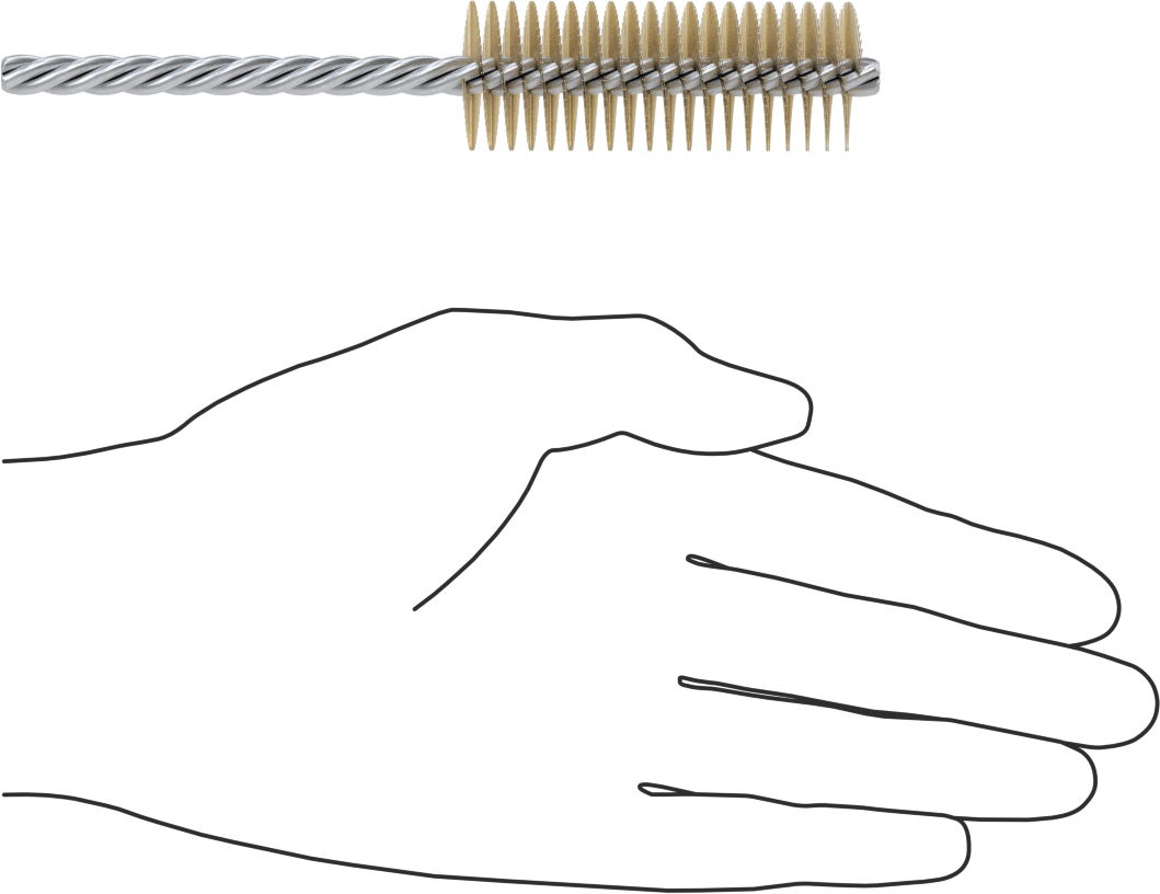 Boru Fırçası, Çizilmeye Dayanıklı, 1/4" Bükümlü Şaft, 15/16“ Çap x 2-1/2” Uzunluk