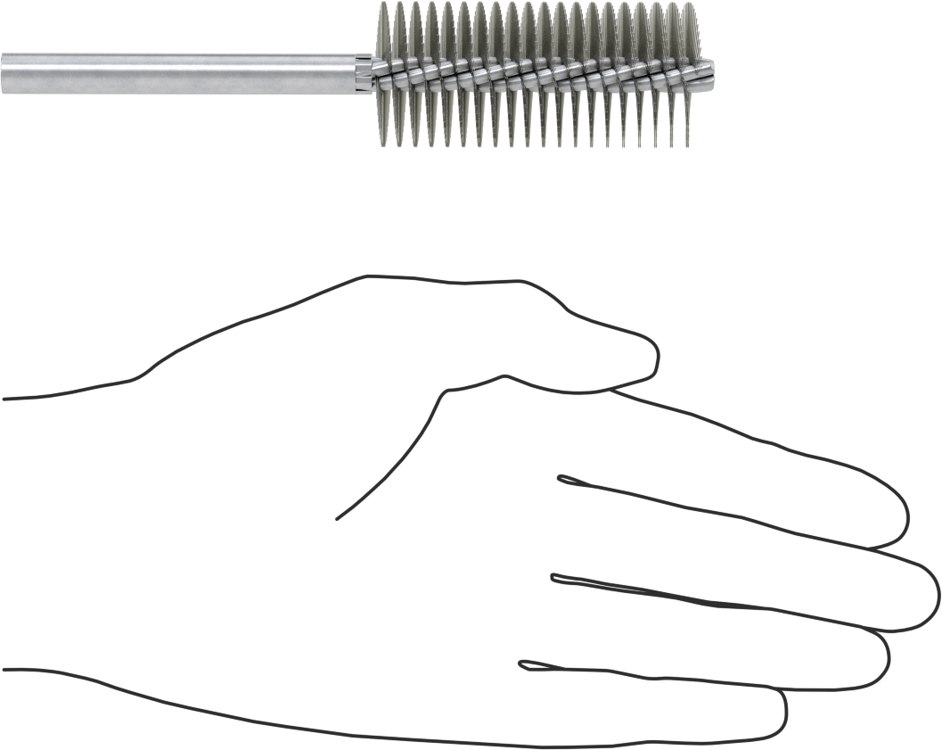 Boru Fırçası, Ağır Temizlik, 5/16" Çaplı Yuvarlak Şaft, 1-1/8" Çap, Çelik
