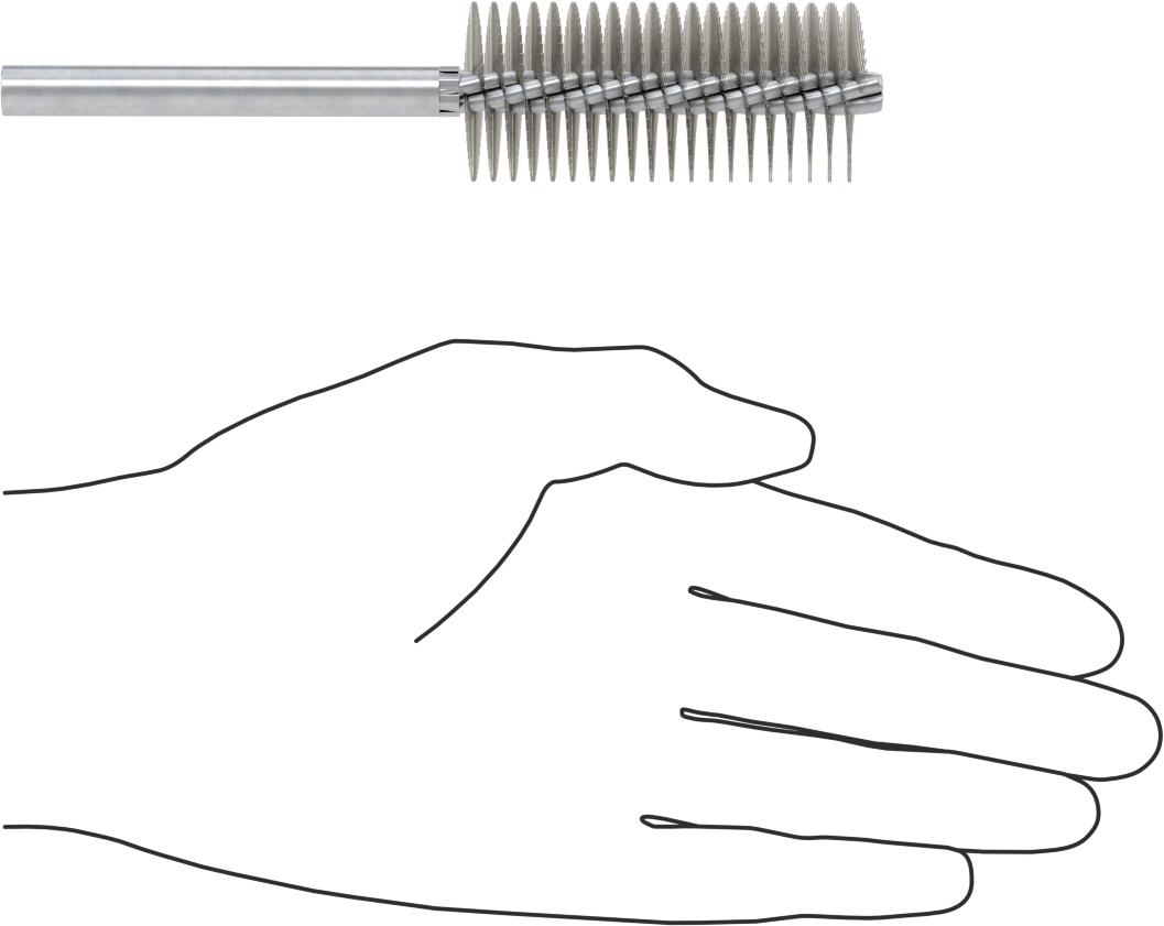 Boru Fırçası, Ağır Temizlik, 5/16" Çaplı Yuvarlak Şaft, 1-1/8" Çap, Paslanmaz Çelik