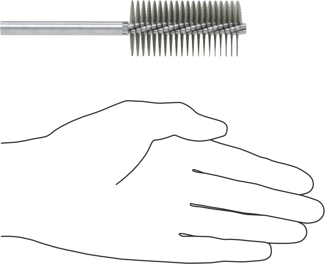Boru Fırçası, Ağır Temizlik, 5/16" Çaplı Yuvarlak Şaft, 1-1/4" Çap, Çelik