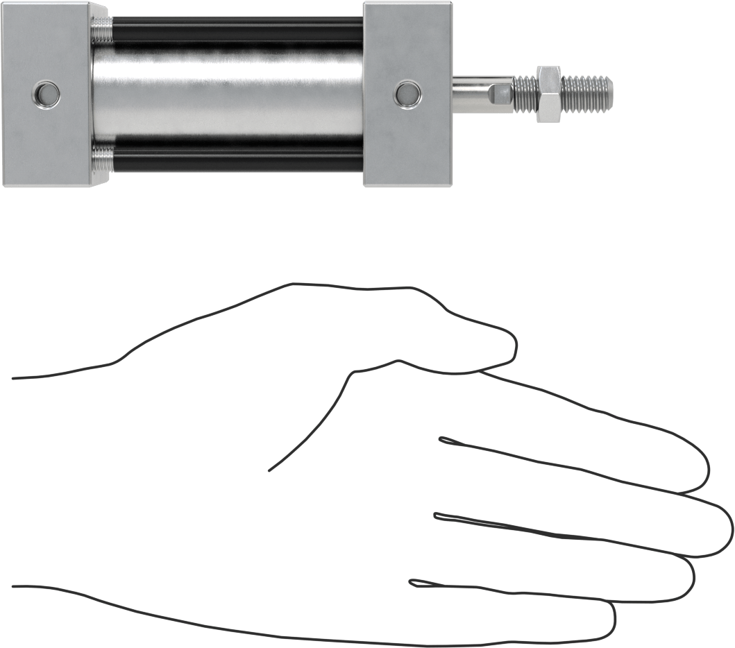 Sensör Hazır Bağlantı Çubuğu Hava Silindiri, Çift Etkili, 1-1/4" Delik, 1-13/16" Genişlik, 1-1/2" Strok