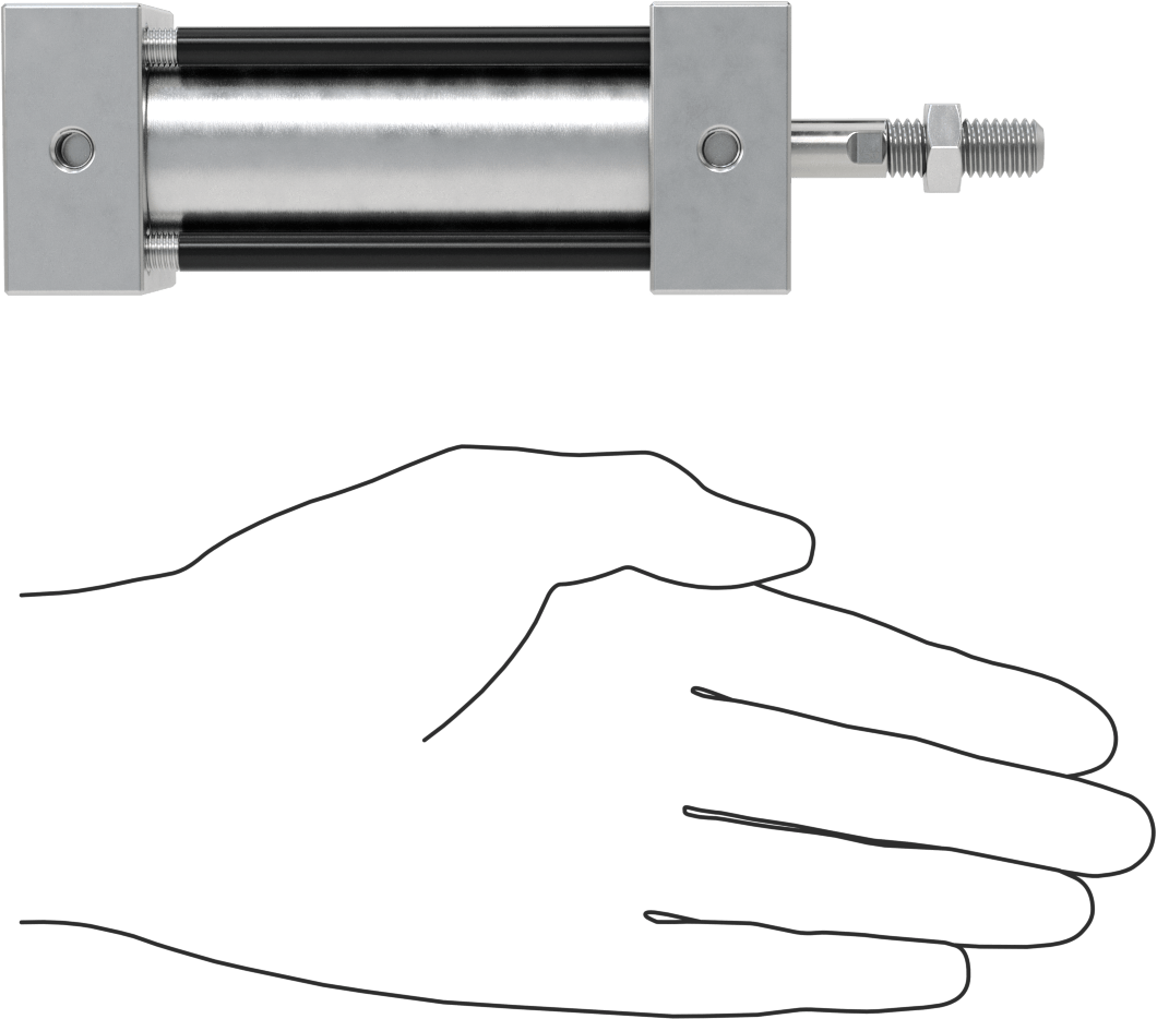 Sensör Hazır Bağlantı Çubuğu Hava Silindiri, Çift Etkili, 1-1/4" Delik Boyutu, 1-13/16" Genişlik, 2" Strok