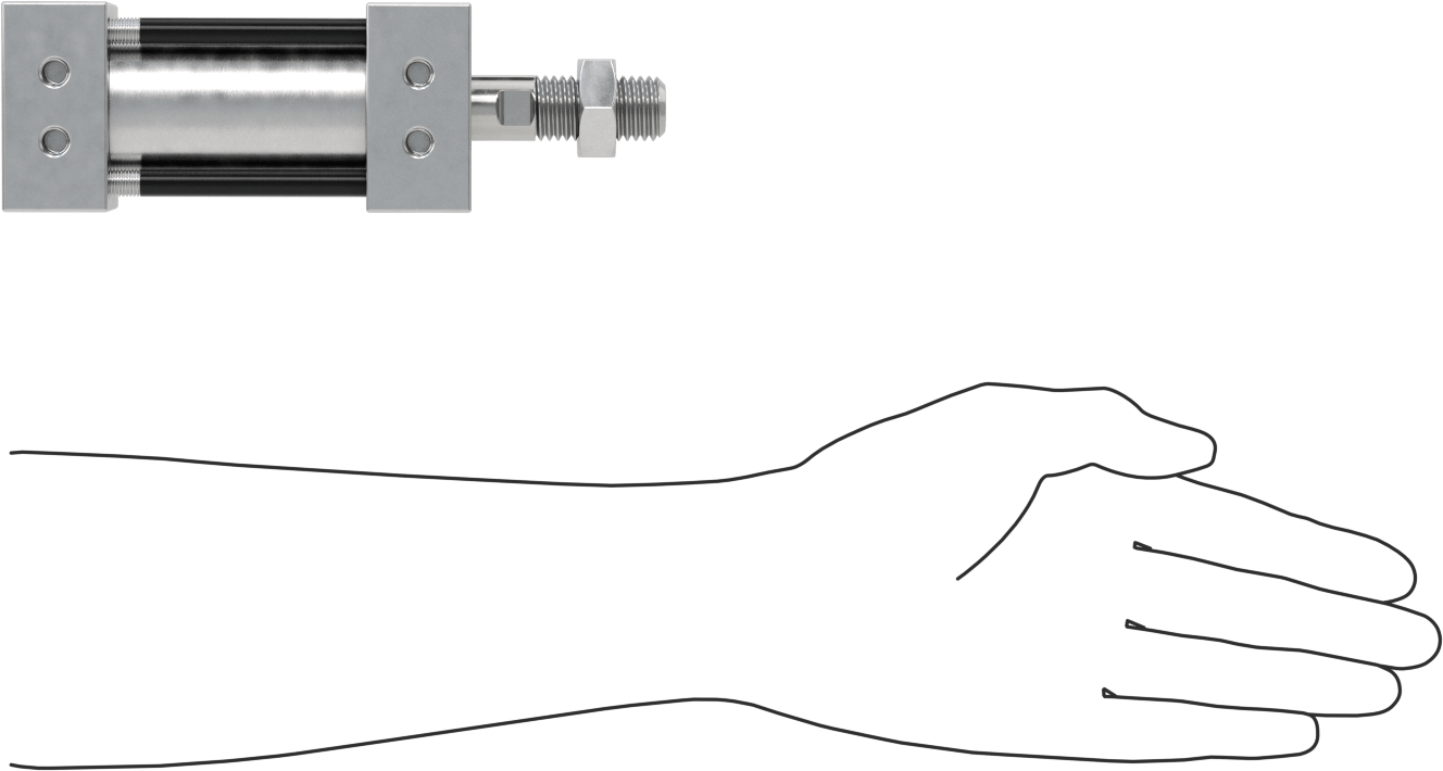 Sensör Hazır Bağlantı Çubuğu Hava Silindiri, Çift Etkili, 1-3/4" Delik, 2-3/8" Genişlik, 1-1/2" Strok