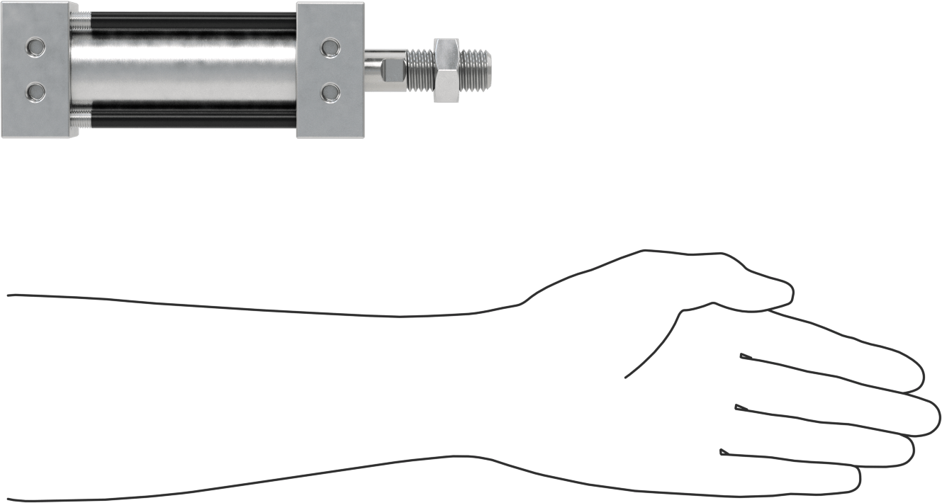 Sensör Hazır Bağlantı Çubuğu Hava Silindiri, Çift Etkili, 1-3/4" Delik, 2-3/8" Genişlik, 2-1/2" Strok