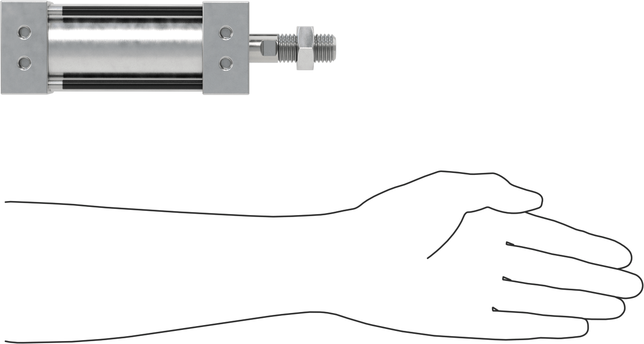 Sensör Hazır Bağlantı Çubuğu Hava Silindiri, Çift Etkili, 2" Delik Boyutu, 2-3/8" Genişlik, 2-1/2" Strok Uzunluğu
