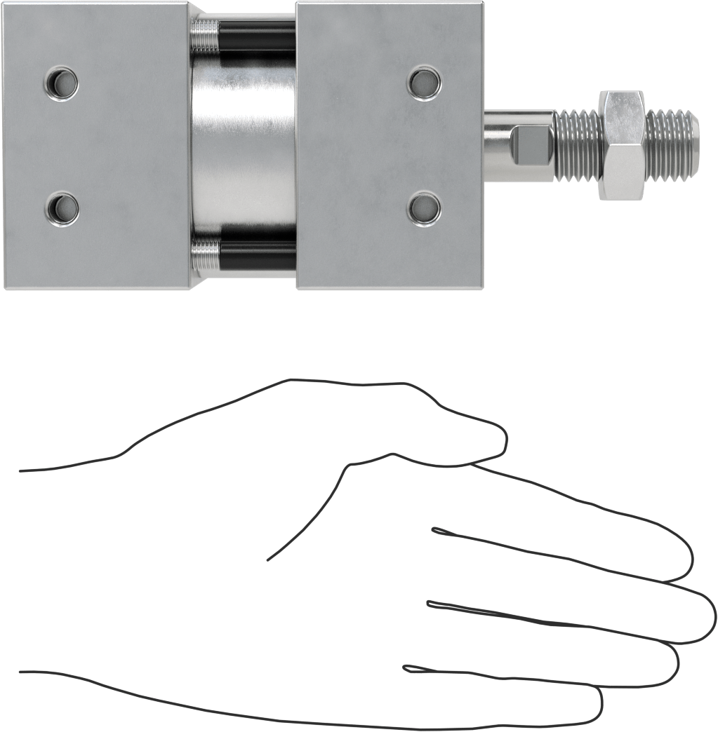Sensör Hazır Bağlantı Çubuğu Hava Silindiri, Çift Etkili, 2-1/2" Delik Boyutu, 2-7/8" Genişlik, 1" Strok Uzunluğu