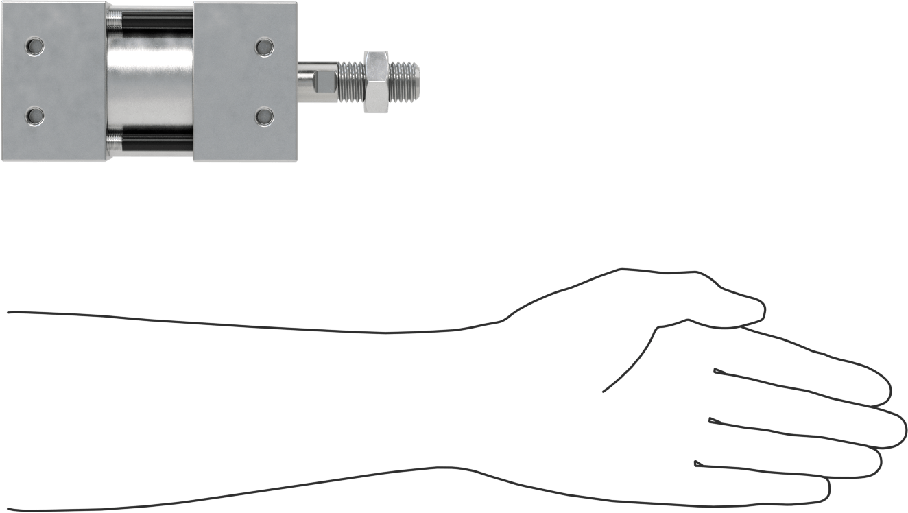 Sensör Hazır Bağlantı Çubuğu Hava Silindiri, Çift Etkili, 2-1/2" Delik, 2-7/8" Genişlik, 1-1/2" Strok