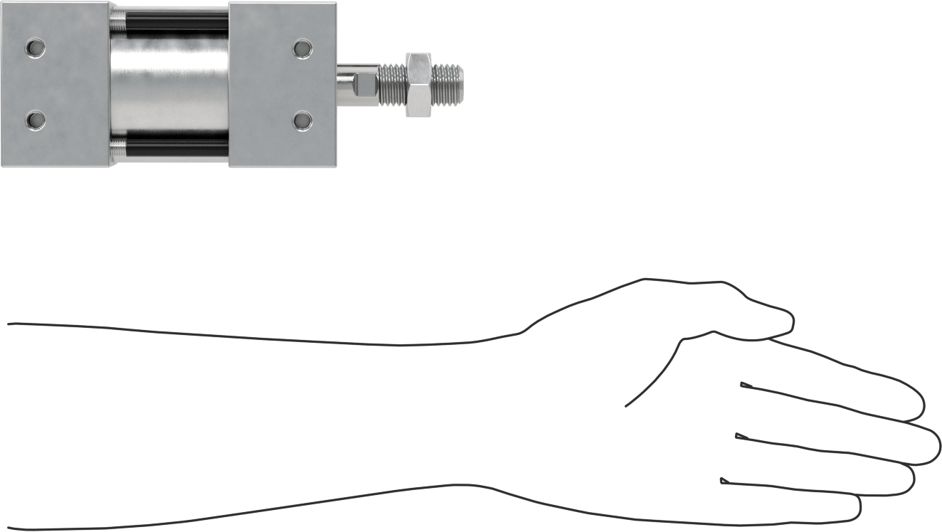 Sensör Hazır Bağlantı Çubuğu Hava Silindiri, Çift Etkili, 2-1/2" Delik Boyutu, 2-7/8" Genişlik, 2" Strok Uzunluğu