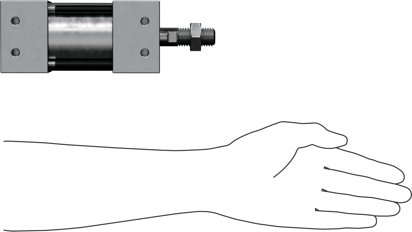 Sensör Hazır Bağlantı Çubuğu Hava Silindiri, Çift Etkili, 2-1/2" Delik, 2-7/8" Genişlik, 2-1/2" Strok
