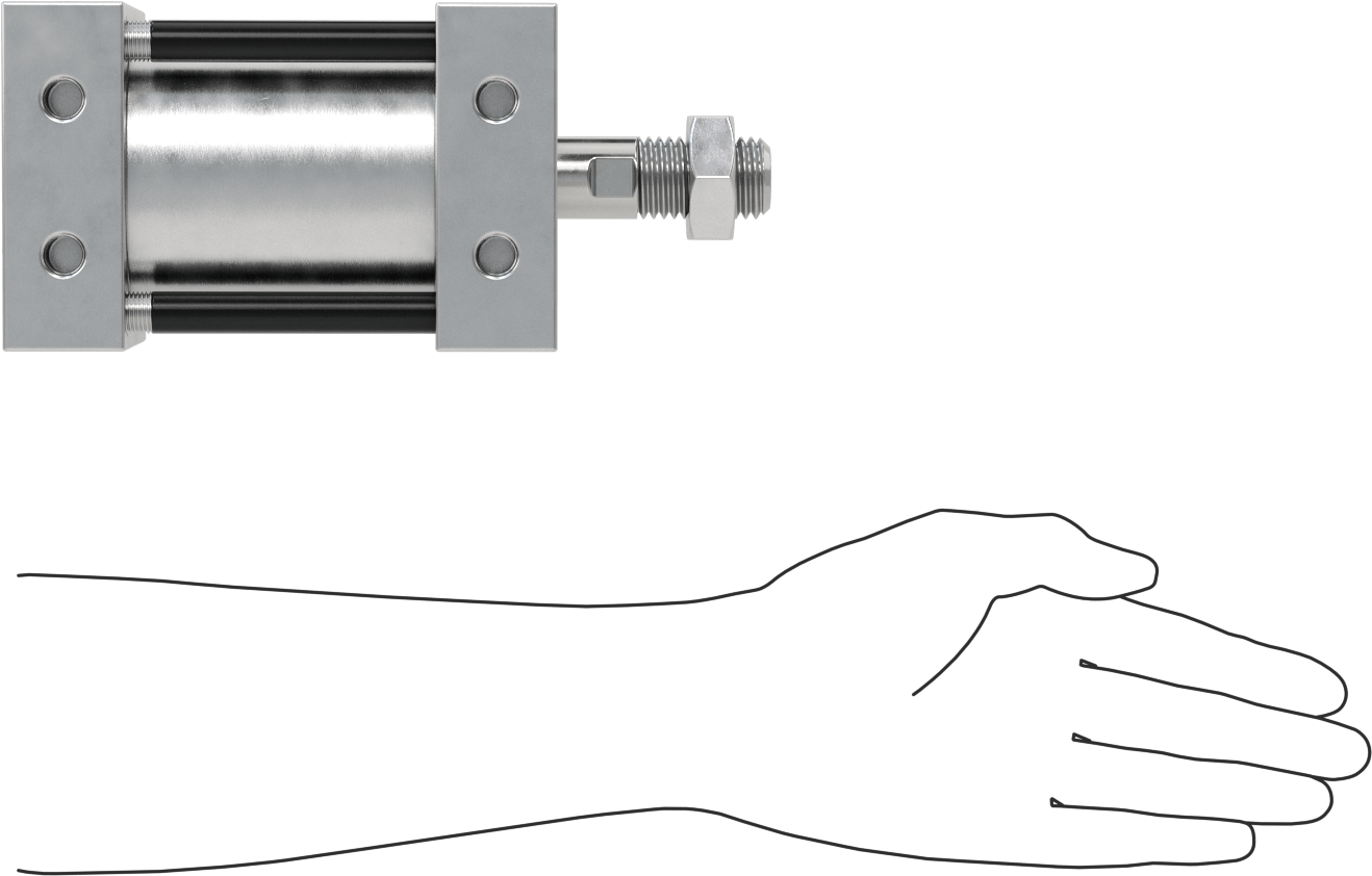 Sensör Hazır Bağlantı Çubuğu Hava Silindiri, Çift Etkili, 3-1/2" Delik Boyutu, 4-1/8" Genişlik, 2" Strok Uzunluğu