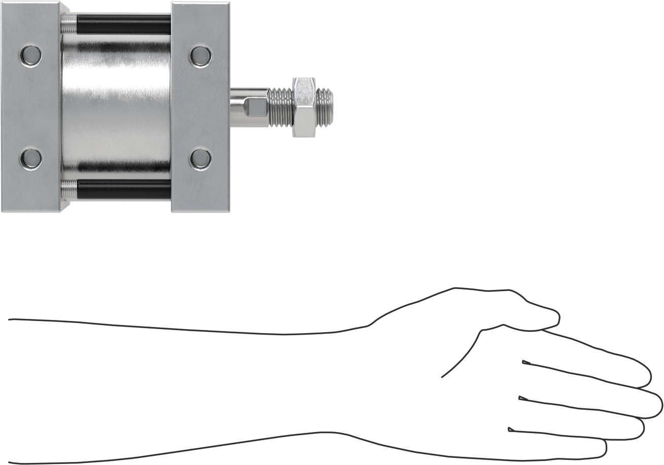 Sensör Hazır Bağlantı Çubuğu Hava Silindiri, Çift Etkili, 4-1/2" Delik Boyutu, 5-1/8" Genişlik, 1" Strok Uzunluğu