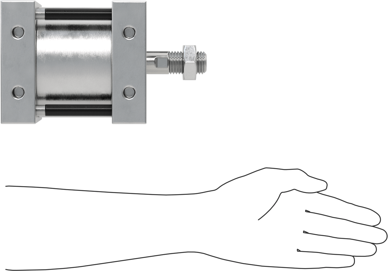 Sensör Hazır Bağlantı Çubuğu Hava Silindiri, Çift Etkili, 4-1/2" Delik, 5-1/8" Genişlik, 1-1/2" Strok