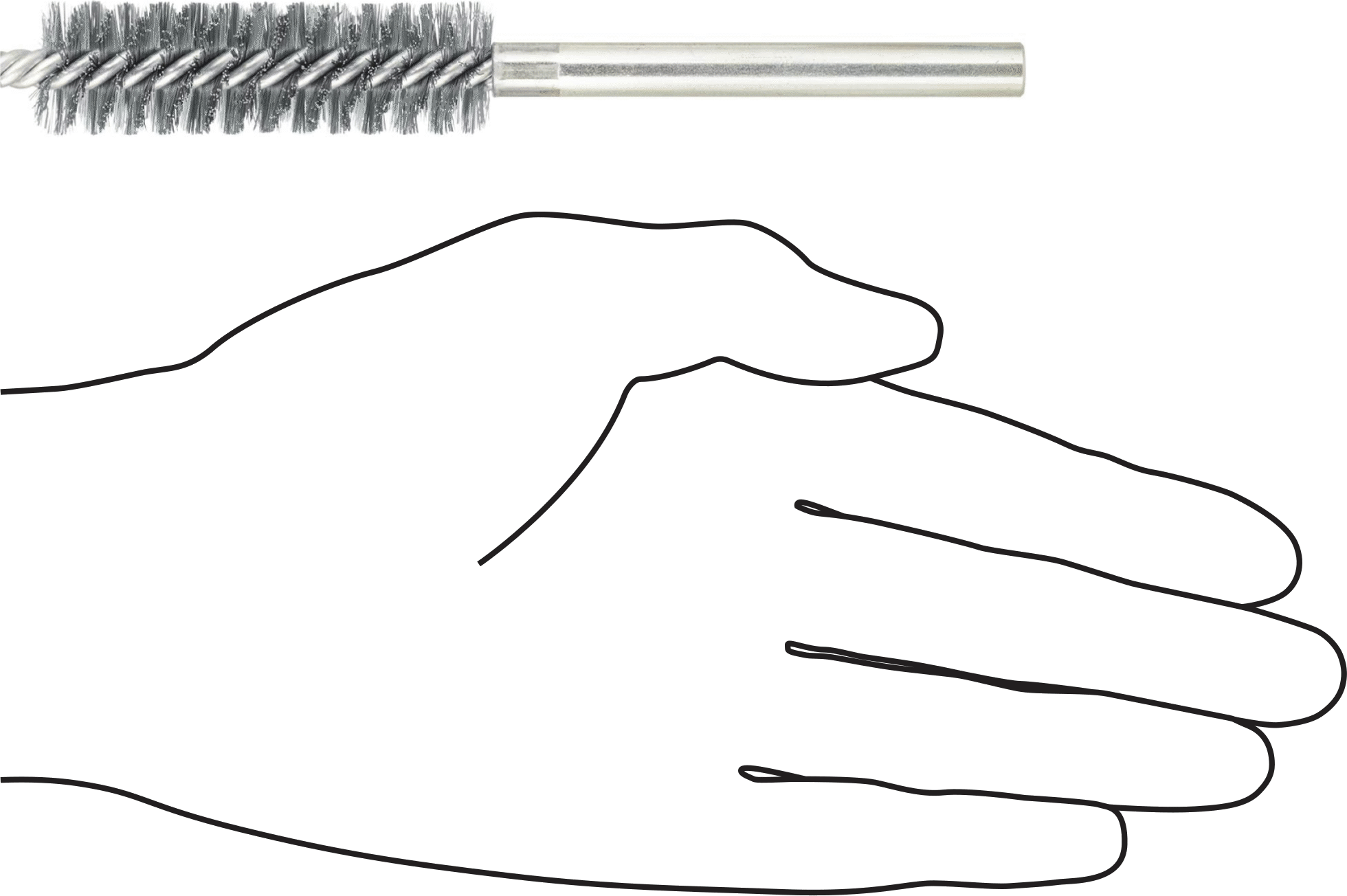Boru Fırçası, Ağır Temizlik, 5/16" Çaplı Yuvarlak Şaft, 11/16" Çap, Paslanmaz Çelik