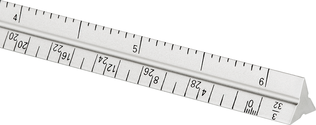 Cep Çizim Cetveli, Inches, Mimar Ölçeği