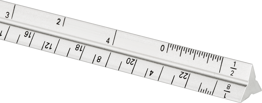 Cep Çizim Cetveli, Inches, Mimar Ölçeği
