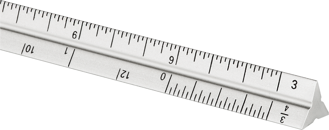 Cep Çizim Cetveli, Inches, Mimar Ölçeği