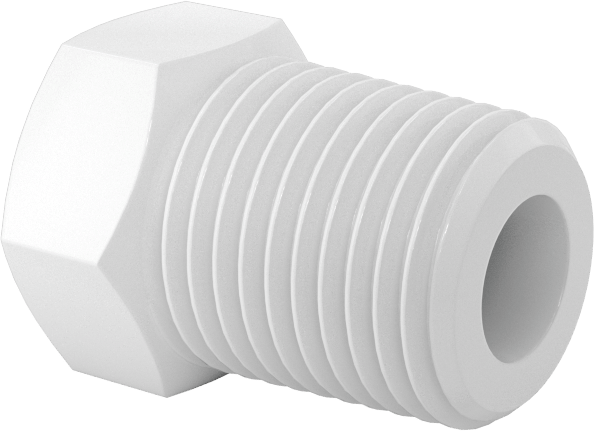 Naylon Gövdeli Dişli Delikli Vana, Fiş x 1/8 NPT Erkek, 0,007" Delik Çapı, Aqua