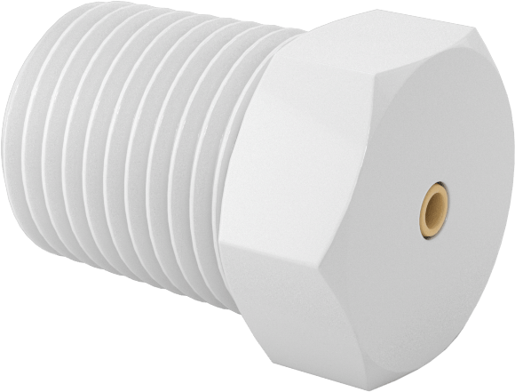 Naylon Gövdeli Dişli Delikli Vana, Fiş x 1/8 NPT Erkek, 0,010" Delik Çapı, Sarı