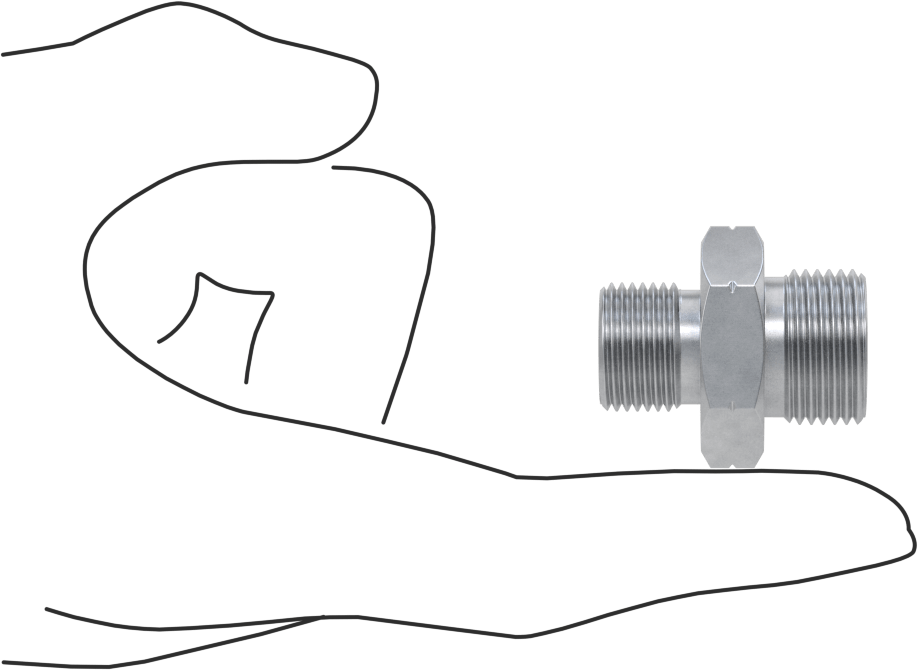 Kompakt Aşırı Basınçlı Çelik Boru Bağlantı Elemanı, Adaptör, 3/8 BSPP Erkek x M20 x 1,5 mm Erkek Diş