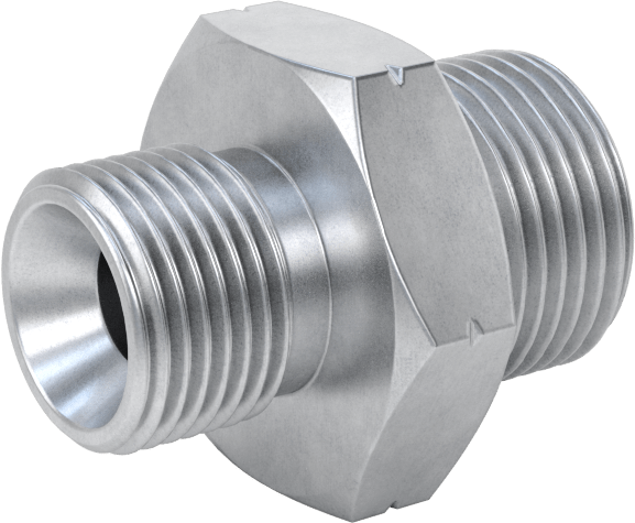 Kompakt Aşırı Basınçlı Çelik Boru Bağlantı Elemanı, Adaptör, 3/8 BSPP Erkek x M20 x 1,5 mm Erkek Diş