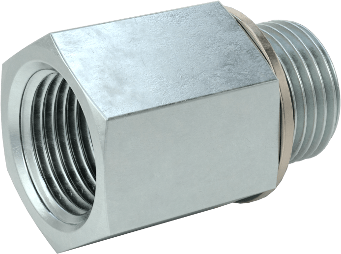 Kompakt Aşırı Basınçlı Çelik Boru Bağlantı Elemanı, Düz Adaptör, 1/2 NPT Dişi x 1/2 BSPP Erkek