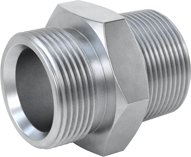 Kompakt Aşırı Basınçlı Çelik Boru Bağlantı Elemanı, Düz Adaptör, 1 1/4 BSPP Erkek x 1 1/4 NPT Erkek
