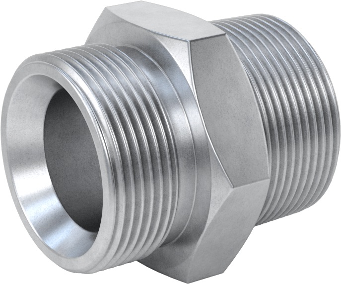Kompakt Aşırı Basınçlı Çelik Boru Bağlantı Elemanı, Düz Adaptör, 1-1/2 BSPP Erkek x 1-1/2 NPT Erkek
