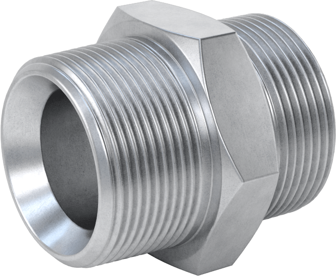 Kompakt Aşırı Basınçlı Çelik Boru Bağlantı Elemanı, Düz Adaptör, 1-1/2 BSPP Erkek x 1-1/2 NPT Erkek