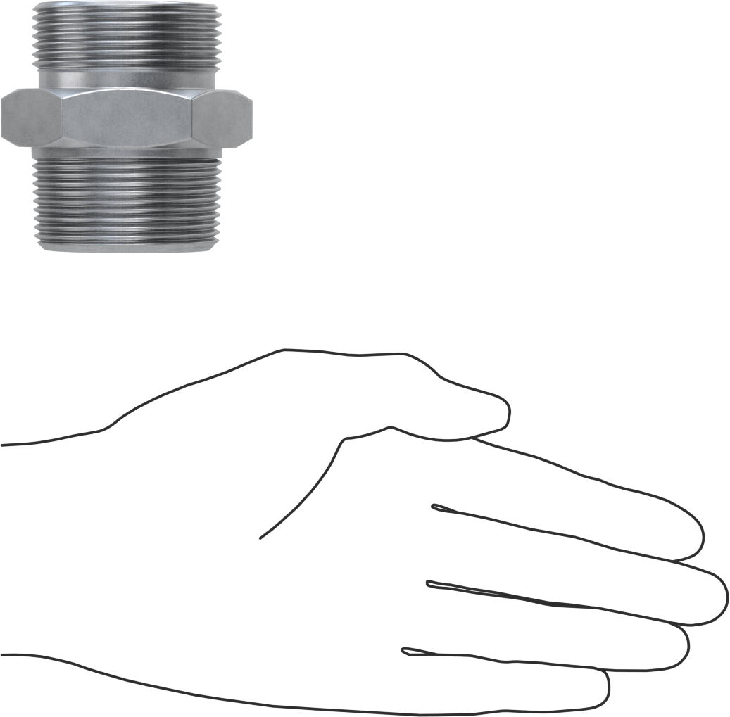 Kompakt Aşırı Basınçlı Çelik Boru Bağlantı Elemanı, Düz Adaptör, 1-1/2 BSPP Erkek x 1-1/2 NPT Erkek