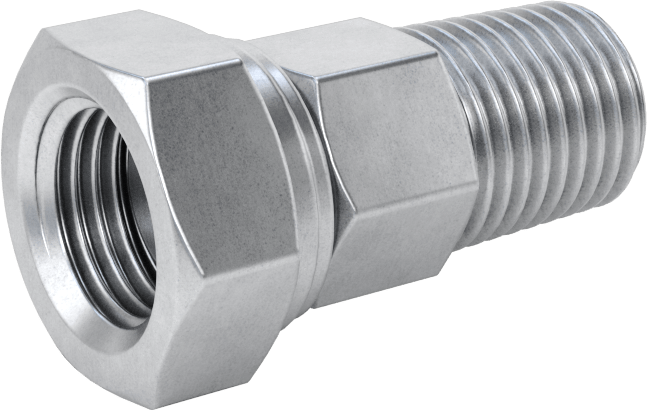 Kompakt Aşırı Basınçlı Çelik Boru Bağlantı Elemanı, Döner Başlıklı Adaptör, 1/4 BSPP Dişi x 1/4 NPT Erkek