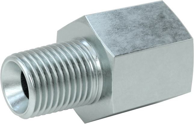 Kompakt Aşırı Basınçlı Çelik Boru Bağlantı Elemanı, Düz Adaptör, 1/8 NPT Dişi x 1/8 BSPT Erkek
