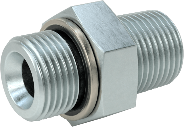 Kompakt Aşırı Basınçlı Çelik Boru Bağlantı Elemanı, Düz Adaptör, 3/8 BSPP Erkek x 3/8 NPT Erkek