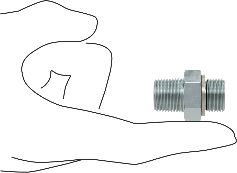 Kompakt Aşırı Basınçlı Çelik Boru Bağlantı Elemanı, Düz Adaptör, 3/8 BSPP Erkek x 3/8 NPT Erkek