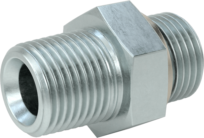 Kompakt Aşırı Basınçlı Çelik Boru Bağlantı Elemanı, Düz Adaptör, 1/2 BSPP Erkek x 1/2 NPT Erkek